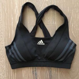 Adidas padded cross back black sports bra Small